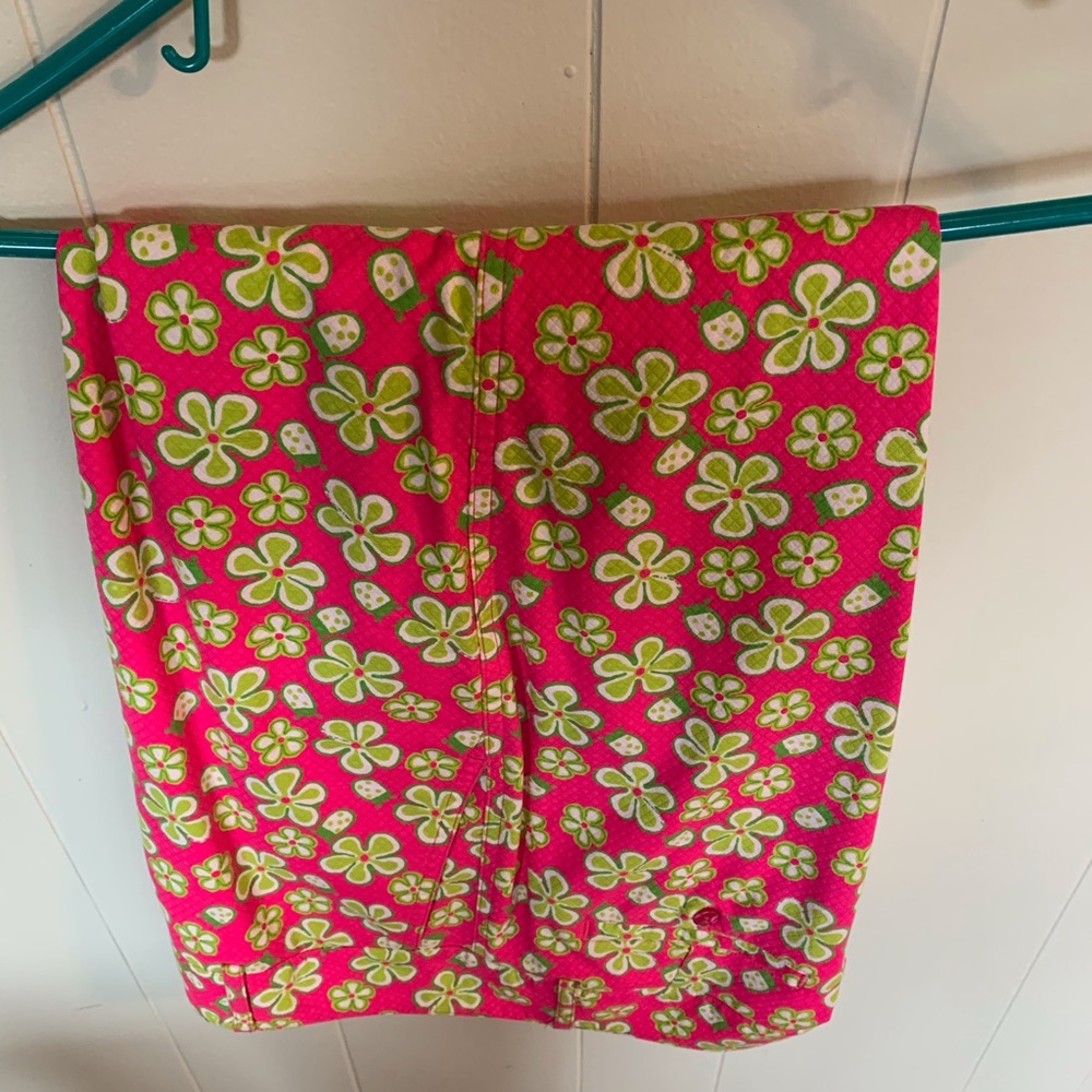 Lilly Pulitzer Dune Buggy Pink And Green Capris